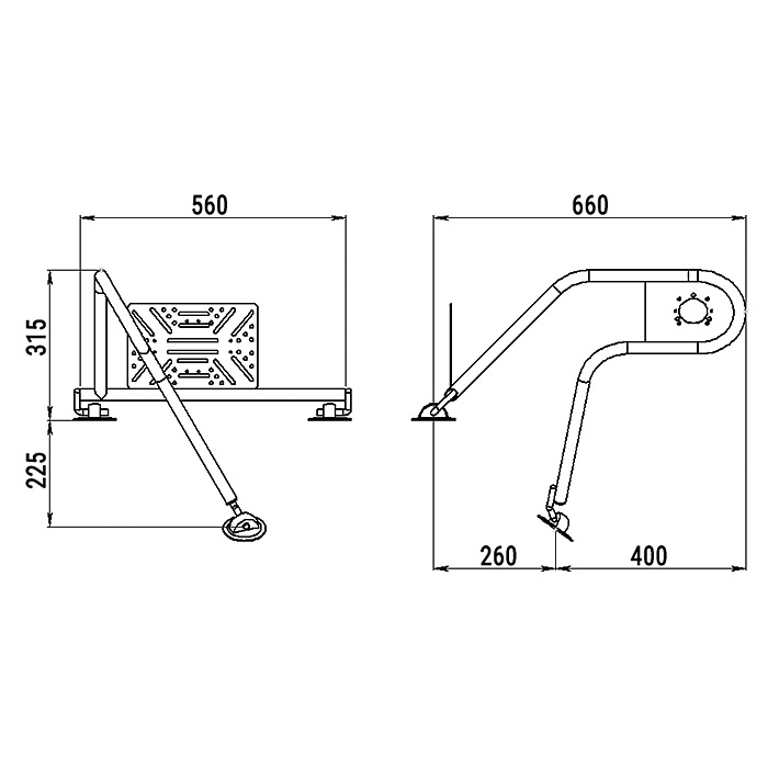 Стойка рулевая с креплением на баллон надувной лодки 25мм в Казани