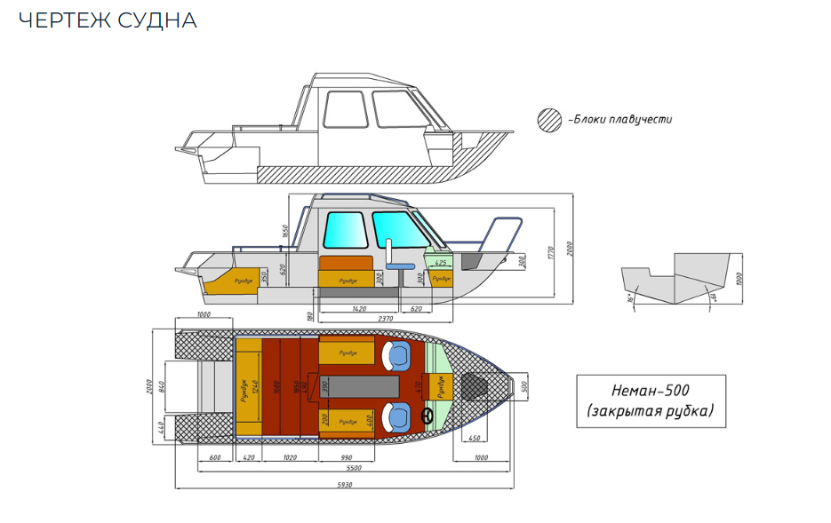 Алюминиевый катер Неман-500 (закрытая рубка) в Казани