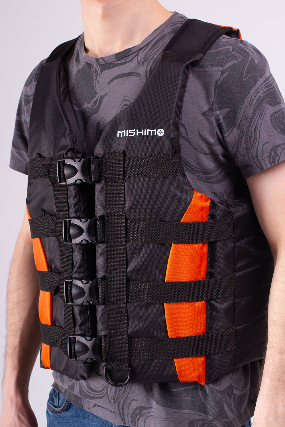 Жилет спасательный MISHIMO PRO Премиум качества Черно-оранжевый в Казани